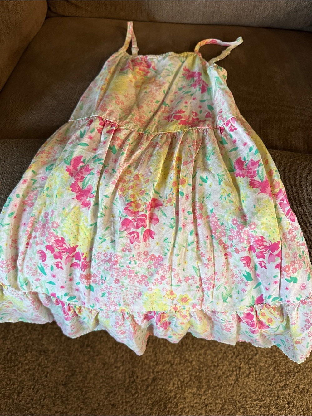 The Children's Place Pink, Yellow & Green Floral Sundress